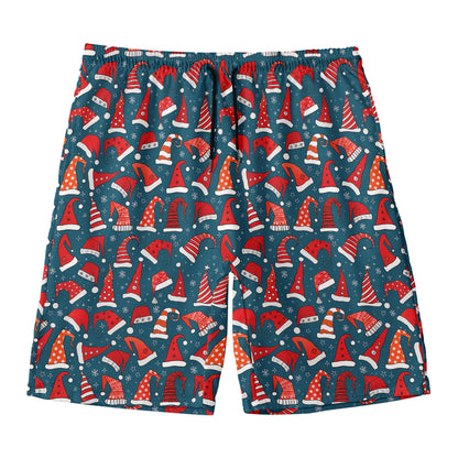 Christmas Santa Hats Pattern Print Men's Swim Trunks