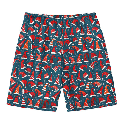 Christmas Santa Hats Pattern Print Men's Swim Trunks