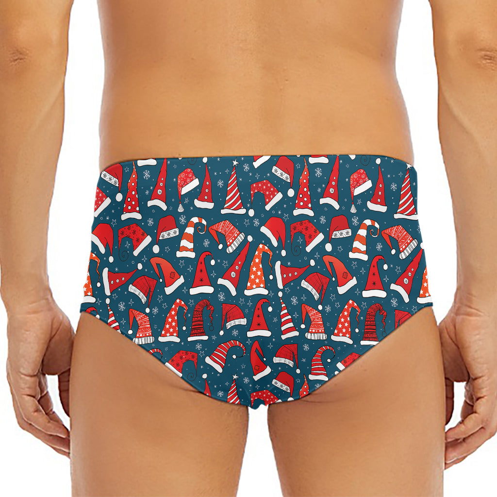 Christmas Santa Hats Pattern Print Men's Triangle Swim Briefs