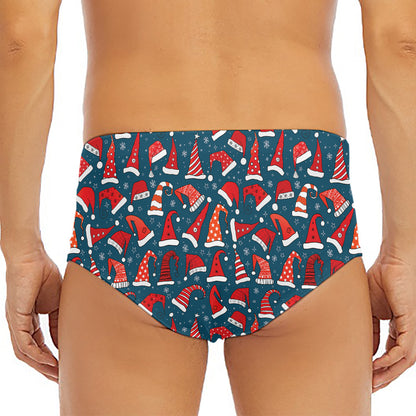 Christmas Santa Hats Pattern Print Men's Triangle Swim Briefs