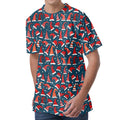 Christmas Santa Hats Pattern Print Men's Velvet T-Shirt