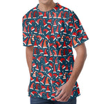 Christmas Santa Hats Pattern Print Men's Velvet T-Shirt