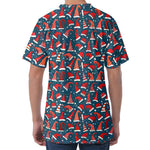 Christmas Santa Hats Pattern Print Men's Velvet T-Shirt