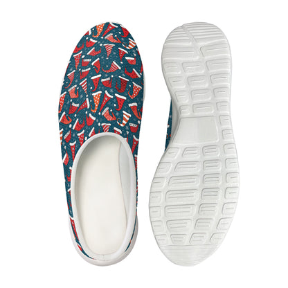 Christmas Santa Hats Pattern Print Mesh Casual Shoes