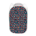 Christmas Santa Hats Pattern Print Mesh Laundry Hamper