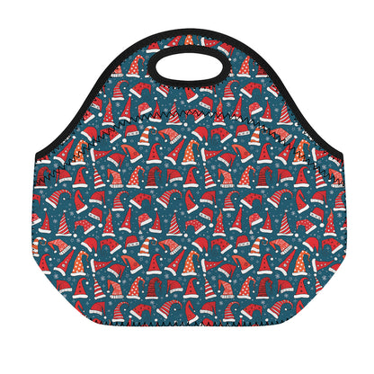Christmas Santa Hats Pattern Print Neoprene Lunch Bag