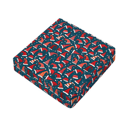 Christmas Santa Hats Pattern Print Outdoor Seat Cushion Cover