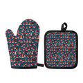 Christmas Santa Hats Pattern Print Oven Mitt And Pot Holder Set