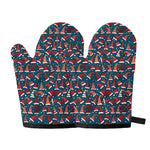 Christmas Santa Hats Pattern Print Oven Mitts