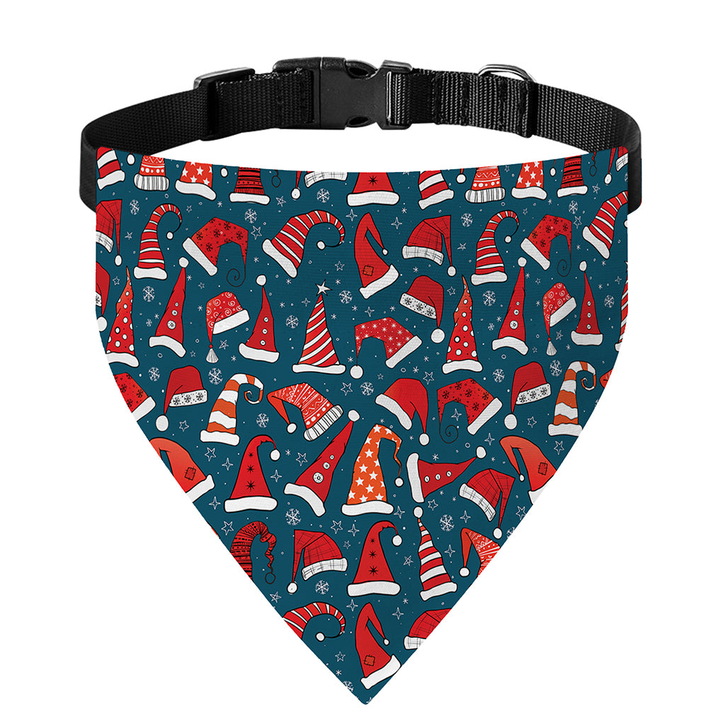 Christmas Santa Hats Pattern Print Over The Collar Dog Bandana