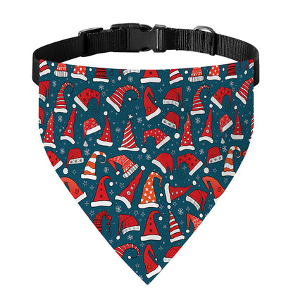 Christmas Santa Hats Pattern Print Over The Collar Dog Bandana