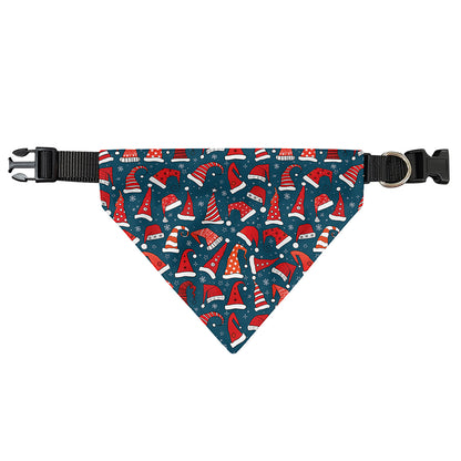 Christmas Santa Hats Pattern Print Over The Collar Dog Bandana