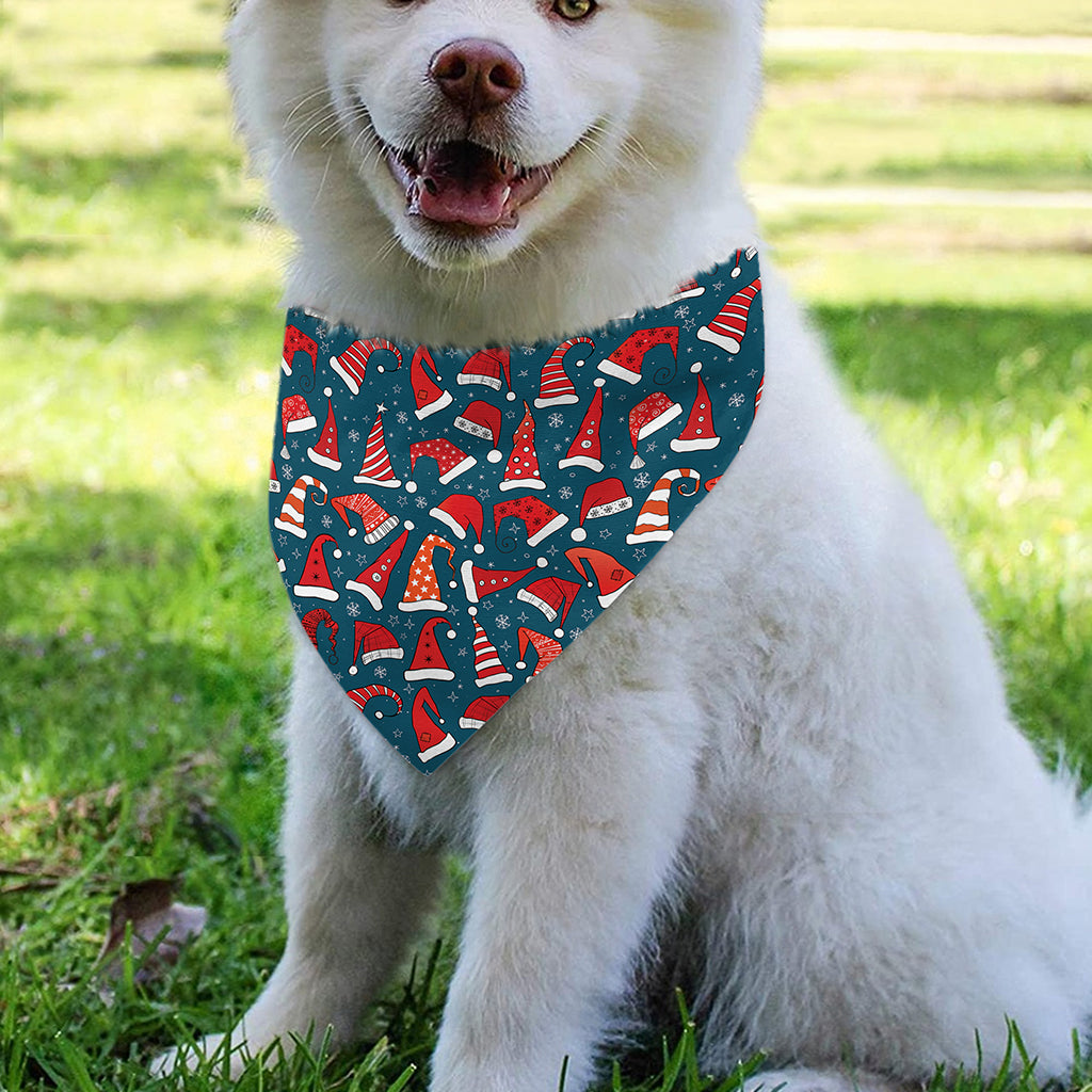 Christmas Santa Hats Pattern Print Over The Collar Dog Bandana