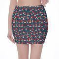 Christmas Santa Hats Pattern Print Pencil Mini Skirt