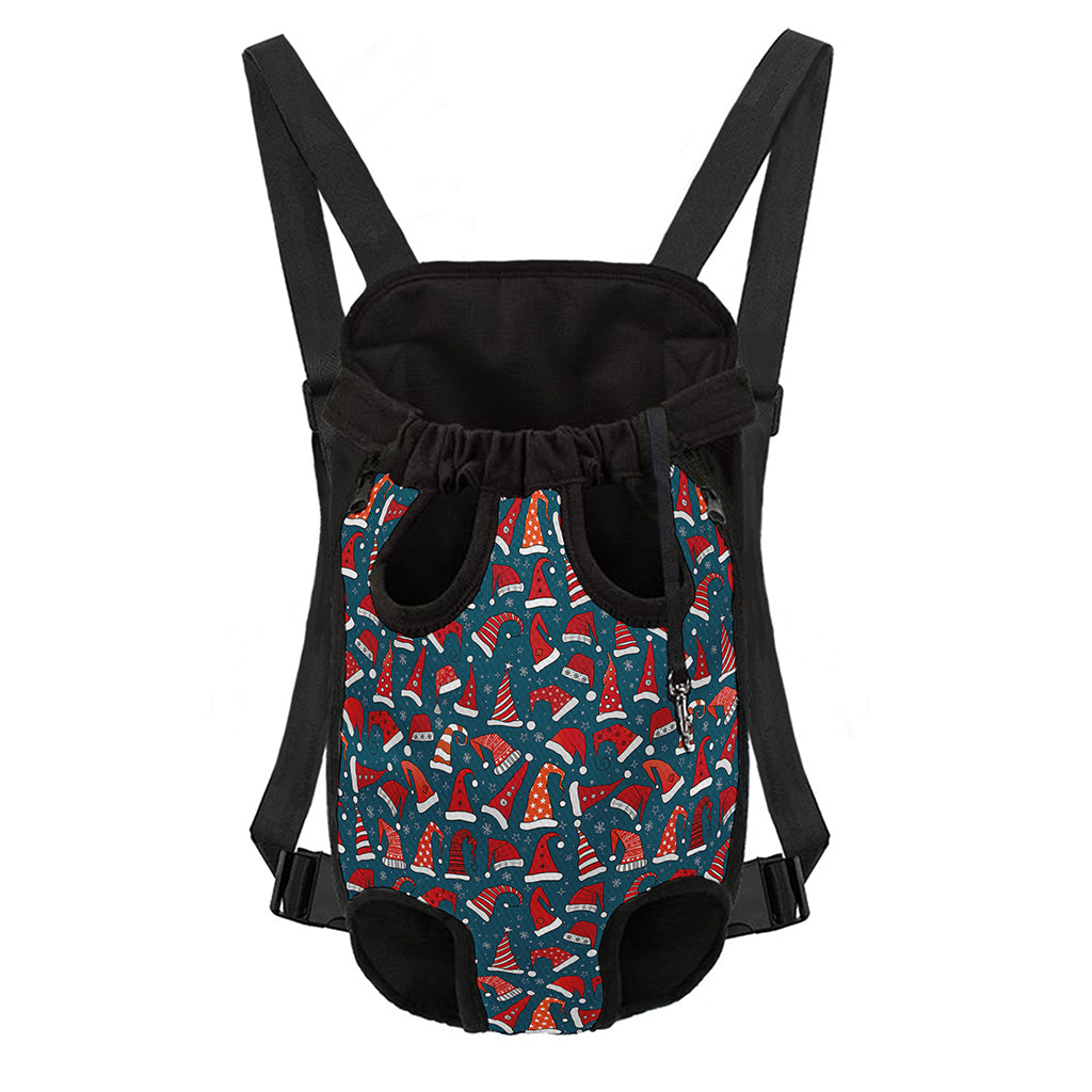 Christmas Santa Hats Pattern Print Pet Carrier Backpack