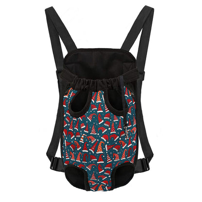 Christmas Santa Hats Pattern Print Pet Carrier Backpack