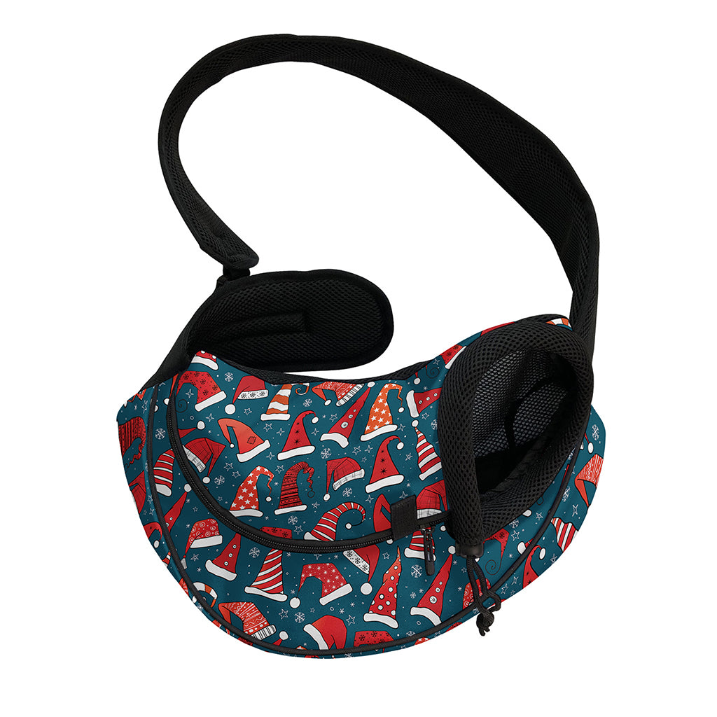 Christmas Santa Hats Pattern Print Pet Sling Carrier