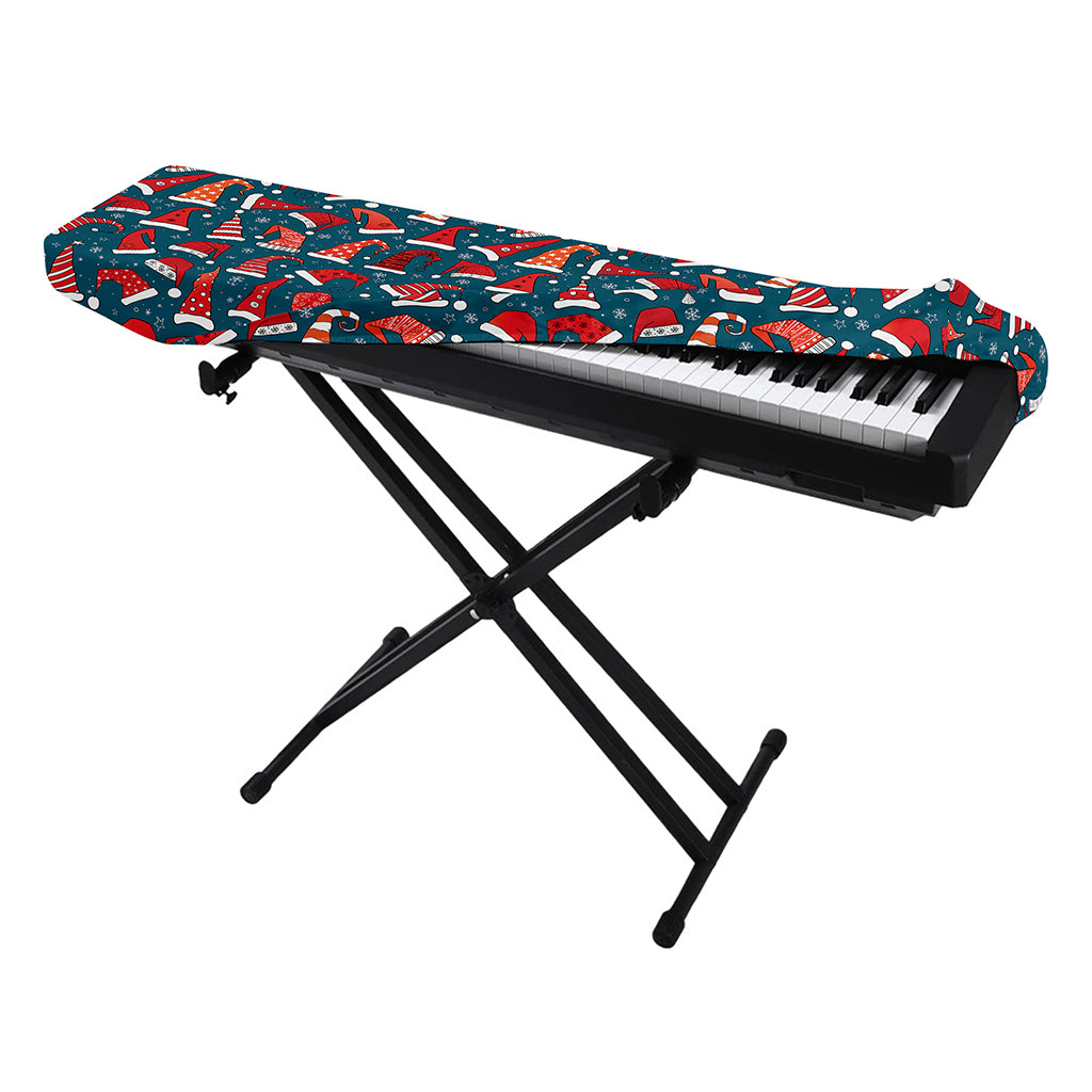 Christmas Santa Hats Pattern Print Piano Keyboard Cover