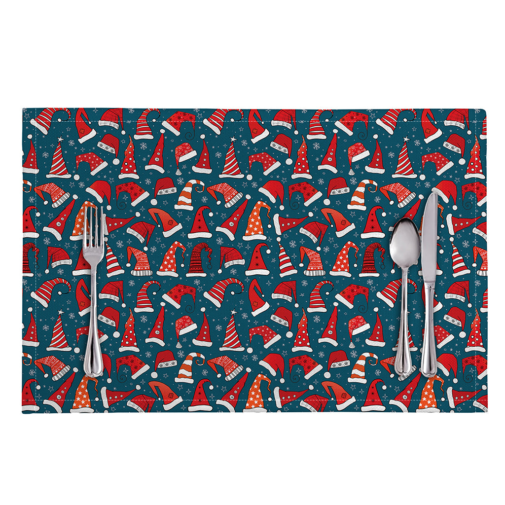 Christmas Santa Hats Pattern Print Placemat
