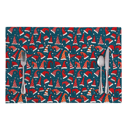 Christmas Santa Hats Pattern Print Placemat