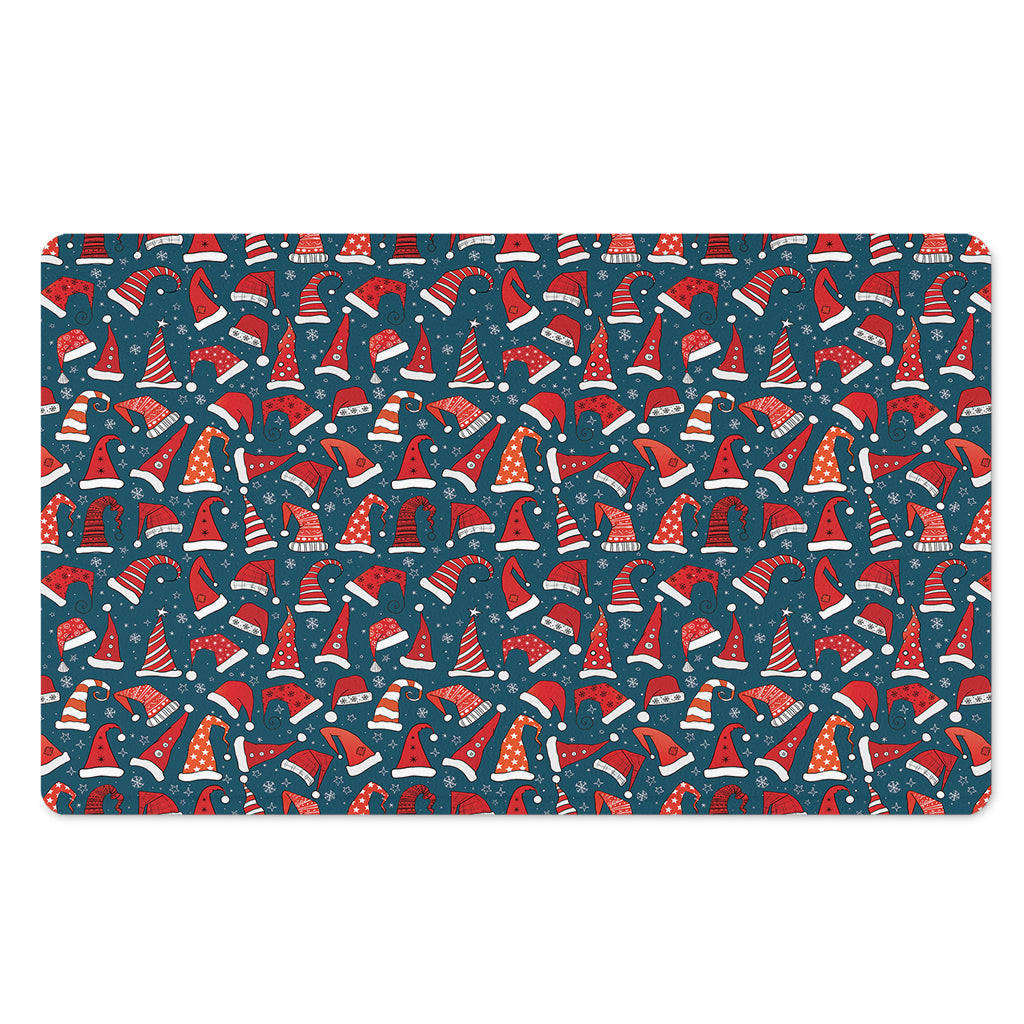 Christmas Santa Hats Pattern Print Polyester Doormat