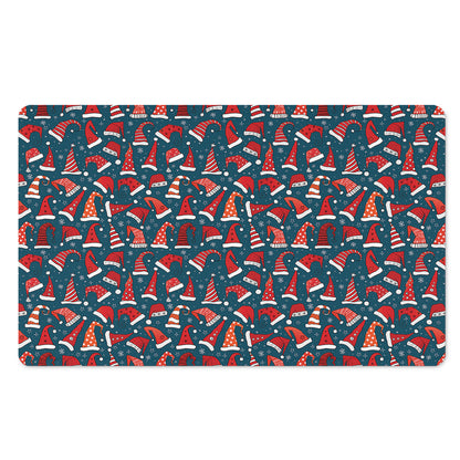 Christmas Santa Hats Pattern Print Polyester Doormat