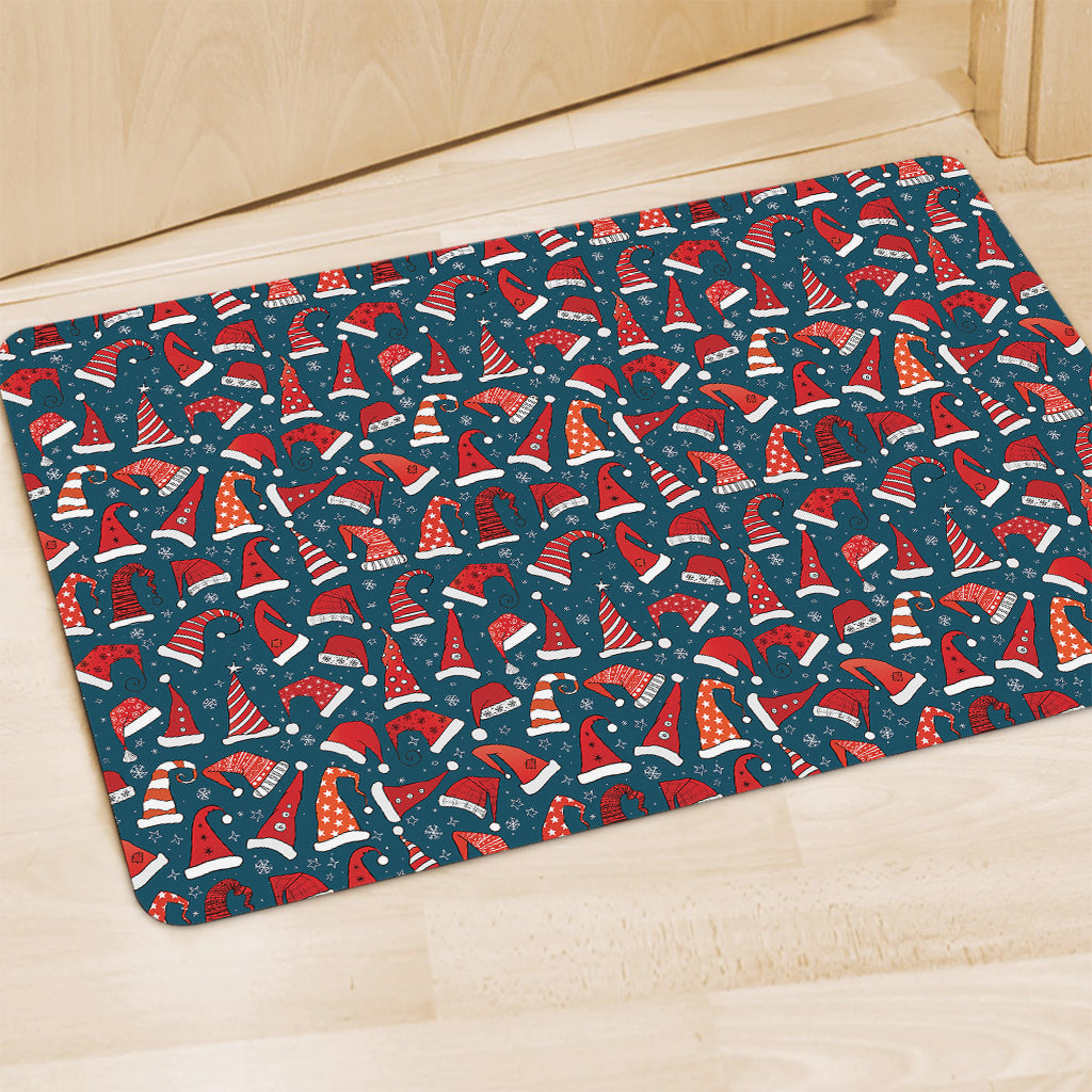 Christmas Santa Hats Pattern Print Polyester Doormat