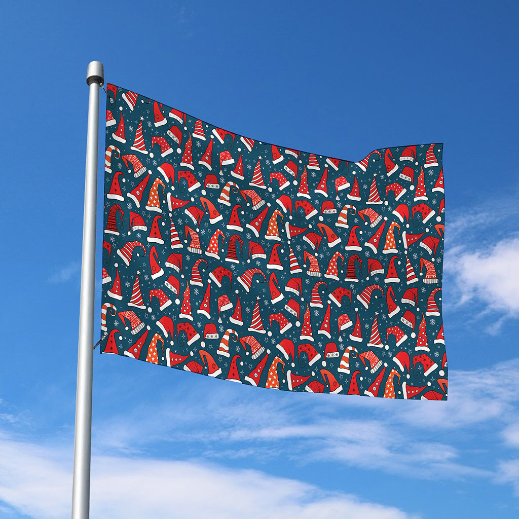 Christmas Santa Hats Pattern Print Polyester Flag