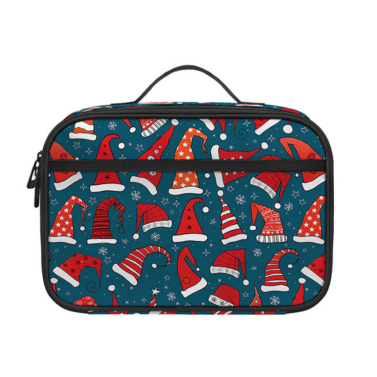 Christmas Santa Hats Pattern Print Portable Lunch Bag