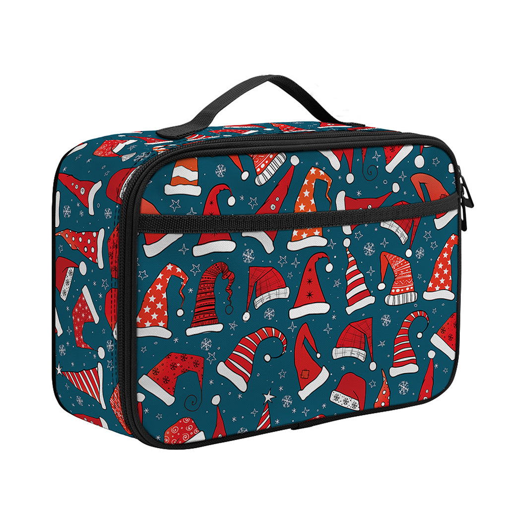 Christmas Santa Hats Pattern Print Portable Lunch Bag