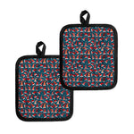 Christmas Santa Hats Pattern Print Pot Holders