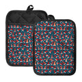 Christmas Santa Hats Pattern Print Pot Holders With Pocket