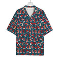 Christmas Santa Hats Pattern Print Rayon Hawaiian Shirt