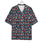 Christmas Santa Hats Pattern Print Rayon Hawaiian Shirt