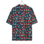 Christmas Santa Hats Pattern Print Rayon Hawaiian Shirt
