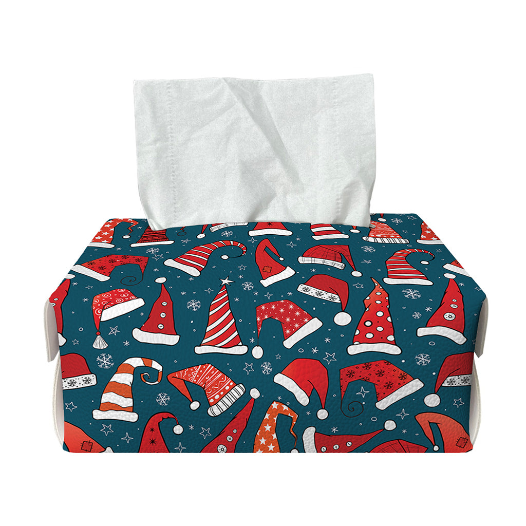 Christmas Santa Hats Pattern Print Rectangle Tissue Box Cover