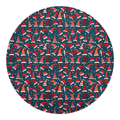 Christmas Santa Hats Pattern Print Round Blanket