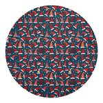 Christmas Santa Hats Pattern Print Round Blanket