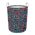 Christmas Santa Hats Pattern Print Round Laundry Basket