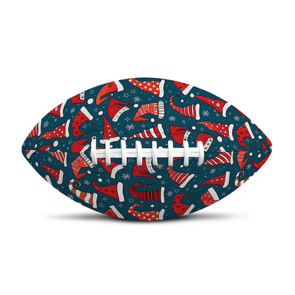 Christmas Santa Hats Pattern Print Rugby Ball