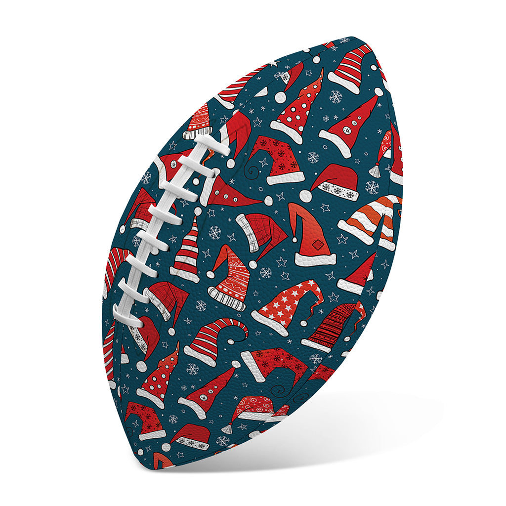 Christmas Santa Hats Pattern Print Rugby Ball