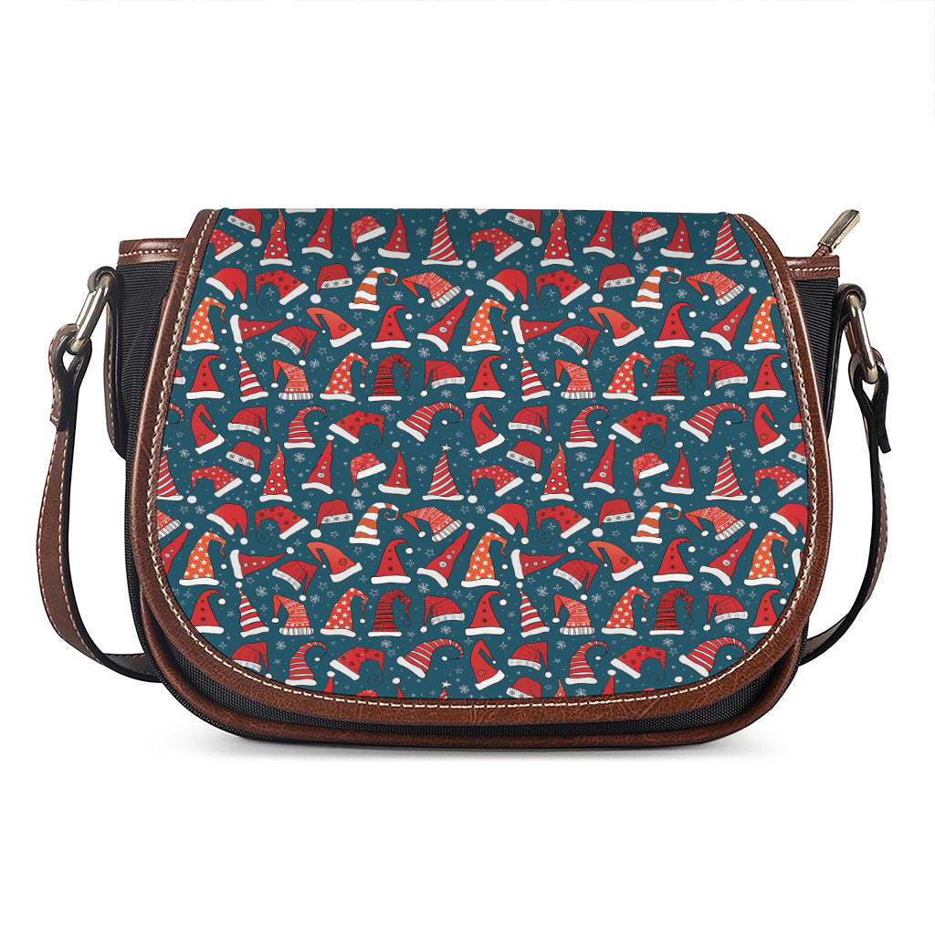 Christmas Santa Hats Pattern Print Saddle Bag