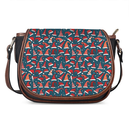 Christmas Santa Hats Pattern Print Saddle Bag