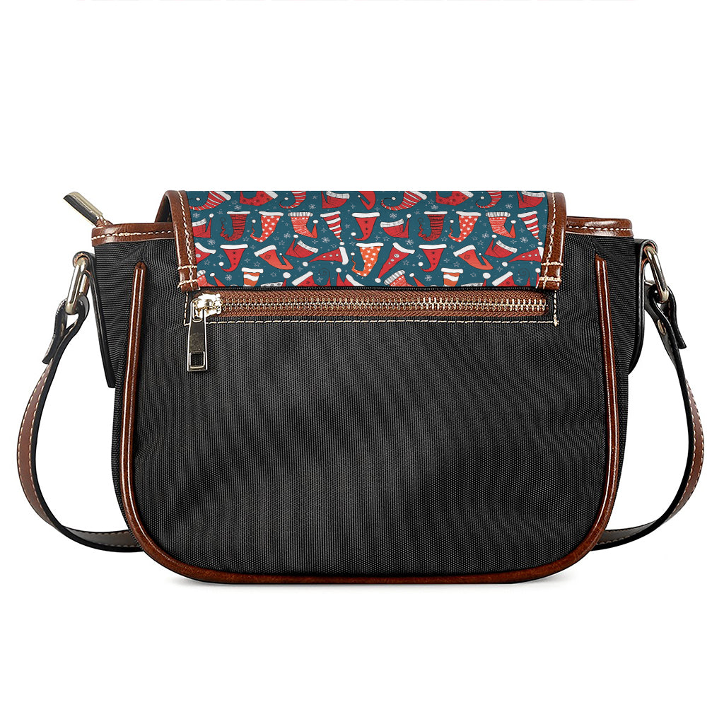 Christmas Santa Hats Pattern Print Saddle Bag