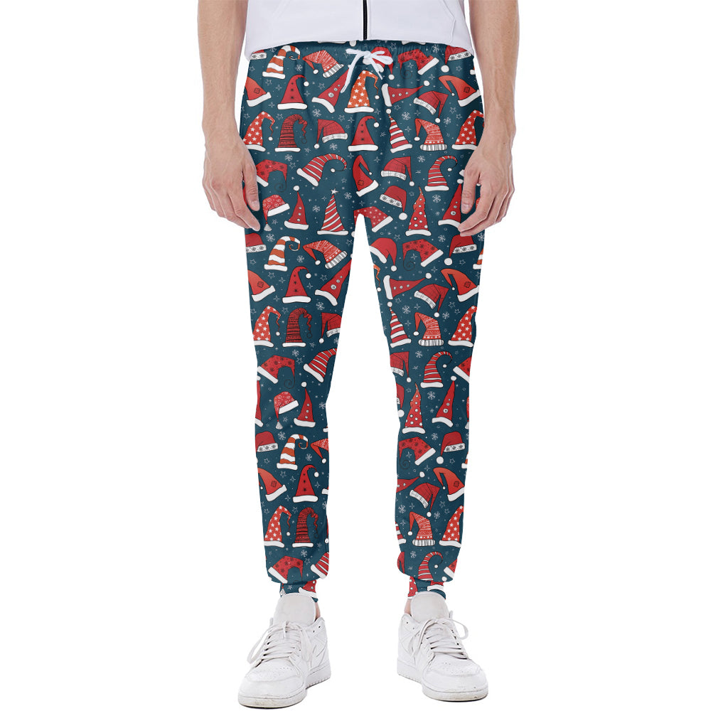 Christmas Santa Hats Pattern Print Scuba Joggers