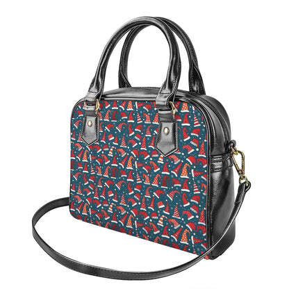 Christmas Santa Hats Pattern Print Shoulder Handbag
