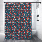 Christmas Santa Hats Pattern Print Shower Curtain