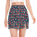 Christmas Santa Hats Pattern Print Side Slit Mini Skirt