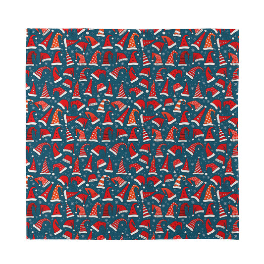 Christmas Santa Hats Pattern Print Silk Bandana