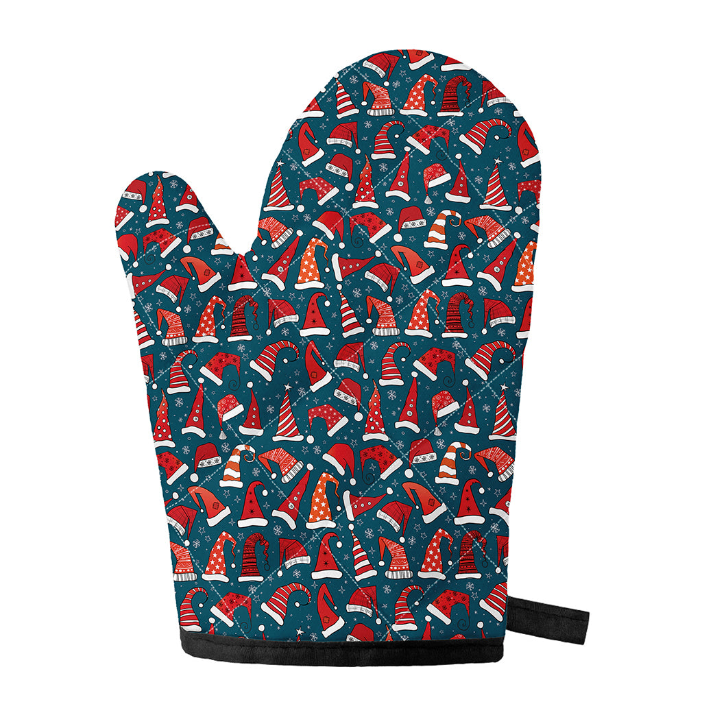 Christmas Santa Hats Pattern Print Single Oven Mitt
